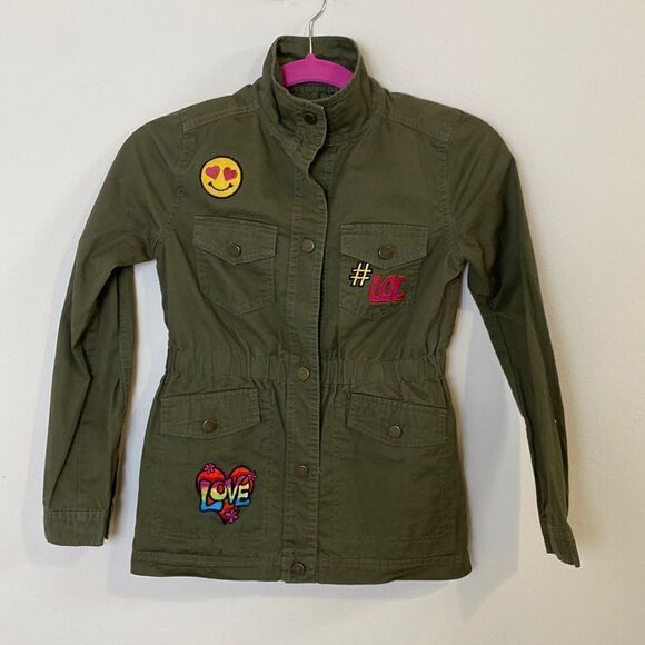 Girls Jacket with Patches Utility Size 7/8 - Picture 1 of 4